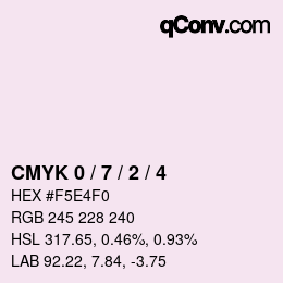 カラーコード: CMYK 0 / 7 / 2 / 4 | qconv.com