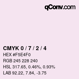 颜色代码: CMYK 0 / 7 / 2 / 4 | qconv.com
