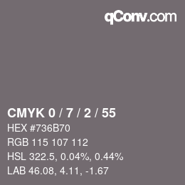 颜色代码: CMYK 0 / 7 / 2 / 55 | qconv.com