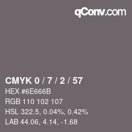 カラーコード: CMYK 0 / 7 / 2 / 57 | qconv.com