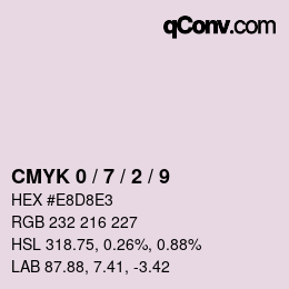 颜色代码: CMYK 0 / 7 / 2 / 9 | qconv.com