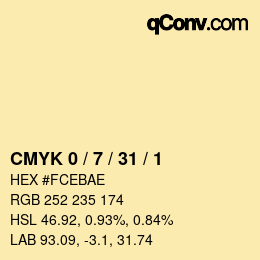 颜色代码: CMYK 0 / 7 / 31 / 1 | qconv.com