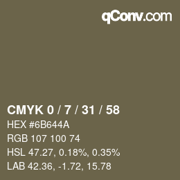 颜色代码: CMYK 0 / 7 / 31 / 58 | qconv.com