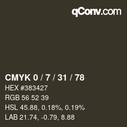 カラーコード: CMYK 0 / 7 / 31 / 78 | qconv.com