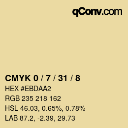 カラーコード: CMYK 0 / 7 / 31 / 8 | qconv.com
