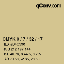カラーコード: CMYK 0 / 7 / 32 / 17 | qconv.com