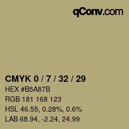 颜色代码: CMYK 0 / 7 / 32 / 29 | qconv.com