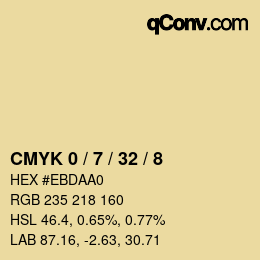 カラーコード: CMYK 0 / 7 / 32 / 8 | qconv.com