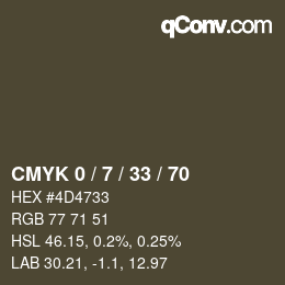 カラーコード: CMYK 0 / 7 / 33 / 70 | qconv.com