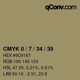 カラーコード: CMYK 0 / 7 / 34 / 39 | qconv.com