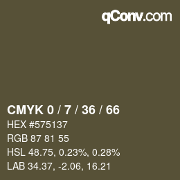 Código de color: CMYK 0 / 7 / 36 / 66 | qconv.com