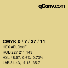 カラーコード: CMYK 0 / 7 / 37 / 11 | qconv.com