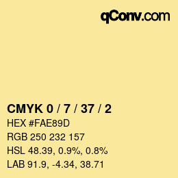 カラーコード: CMYK 0 / 7 / 37 / 2 | qconv.com