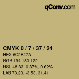 カラーコード: CMYK 0 / 7 / 37 / 24 | qconv.com