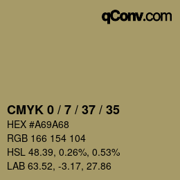 カラーコード: CMYK 0 / 7 / 37 / 35 | qconv.com
