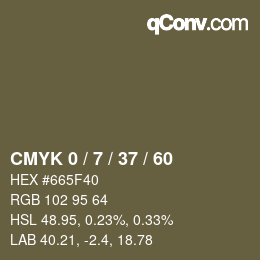 カラーコード: CMYK 0 / 7 / 37 / 60 | qconv.com