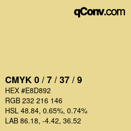 カラーコード: CMYK 0 / 7 / 37 / 9 | qconv.com
