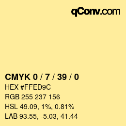 Code couleur: CMYK 0 / 7 / 39 / 0 | qconv.com