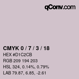 カラーコード: CMYK 0 / 7 / 3 / 18 | qconv.com