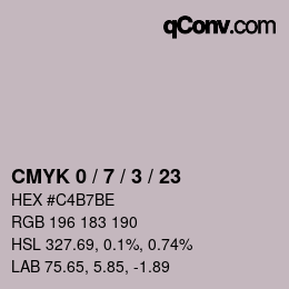 カラーコード: CMYK 0 / 7 / 3 / 23 | qconv.com