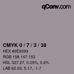 カラーコード: CMYK 0 / 7 / 3 / 38 | qconv.com