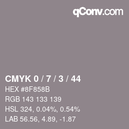 カラーコード: CMYK 0 / 7 / 3 / 44 | qconv.com