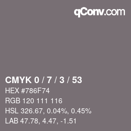 カラーコード: CMYK 0 / 7 / 3 / 53 | qconv.com