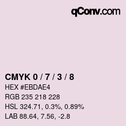 カラーコード: CMYK 0 / 7 / 3 / 8 | qconv.com