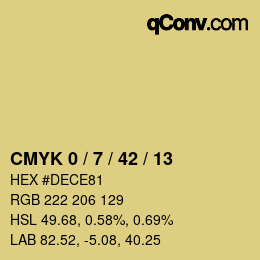 カラーコード: CMYK 0 / 7 / 42 / 13 | qconv.com