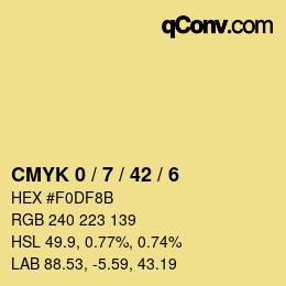 颜色代码: CMYK 0 / 7 / 42 / 6 | qconv.com