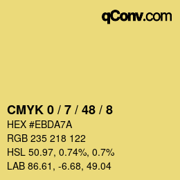 颜色代码: CMYK 0 / 7 / 48 / 8 | qconv.com