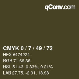 Color code: CMYK 0 / 7 / 49 / 72 | qconv.com