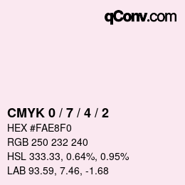 颜色代码: CMYK 0 / 7 / 4 / 2 | qconv.com