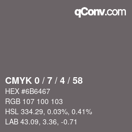 Color code: CMYK 0 / 7 / 4 / 58 | qconv.com