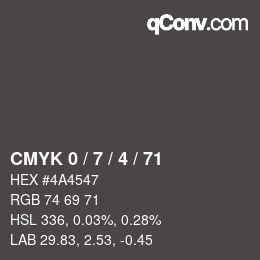 Color code: CMYK 0 / 7 / 4 / 71 | qconv.com