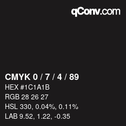 Color code: CMYK 0 / 7 / 4 / 89 | qconv.com