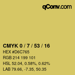 カラーコード: CMYK 0 / 7 / 53 / 16 | qconv.com