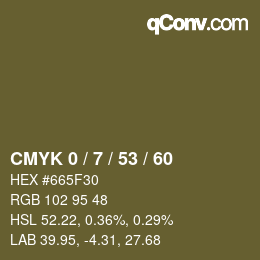 Código de color: CMYK 0 / 7 / 53 / 60 | qconv.com