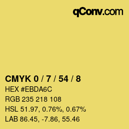 カラーコード: CMYK 0 / 7 / 54 / 8 | qconv.com