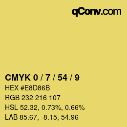 カラーコード: CMYK 0 / 7 / 54 / 9 | qconv.com