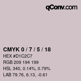カラーコード: CMYK 0 / 7 / 5 / 18 | qconv.com
