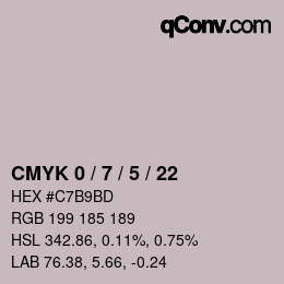 カラーコード: CMYK 0 / 7 / 5 / 22 | qconv.com