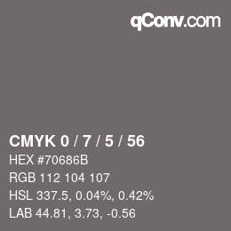 Código de color: CMYK 0 / 7 / 5 / 56 | qconv.com
