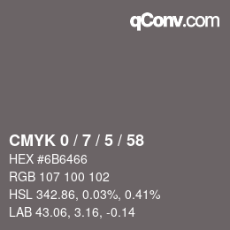 颜色代码: CMYK 0 / 7 / 5 / 58 | qconv.com
