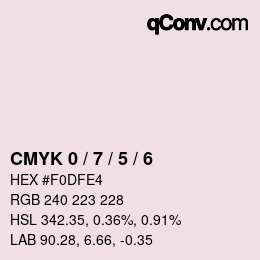 カラーコード: CMYK 0 / 7 / 5 / 6 | qconv.com