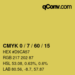カラーコード: CMYK 0 / 7 / 60 / 15 | qconv.com