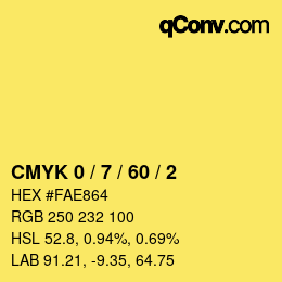 カラーコード: CMYK 0 / 7 / 60 / 2 | qconv.com
