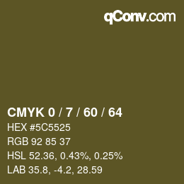カラーコード: CMYK 0 / 7 / 60 / 64 | qconv.com