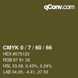 カラーコード: CMYK 0 / 7 / 60 / 66 | qconv.com