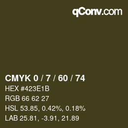 Farbcode: CMYK 0 / 7 / 60 / 74 | qconv.com